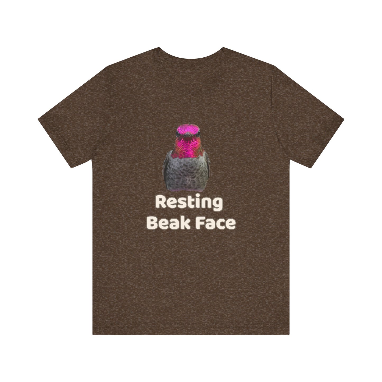 Resting Beak Face T-Shirt, Funny Bird Graphic Tee, Bella + Canvas 3001, Bird Lover Gift, Quirky Hummingbird Shirt for Women & Men