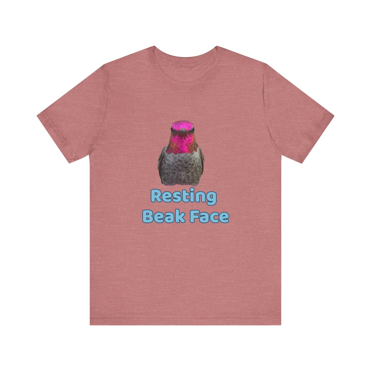 Resting Beak Face T-Shirt, Funny Bird Graphic Tee, Bella + Canvas 3001, Bird Lover Gift, Quirky Hummingbird Shirt for Women & Men