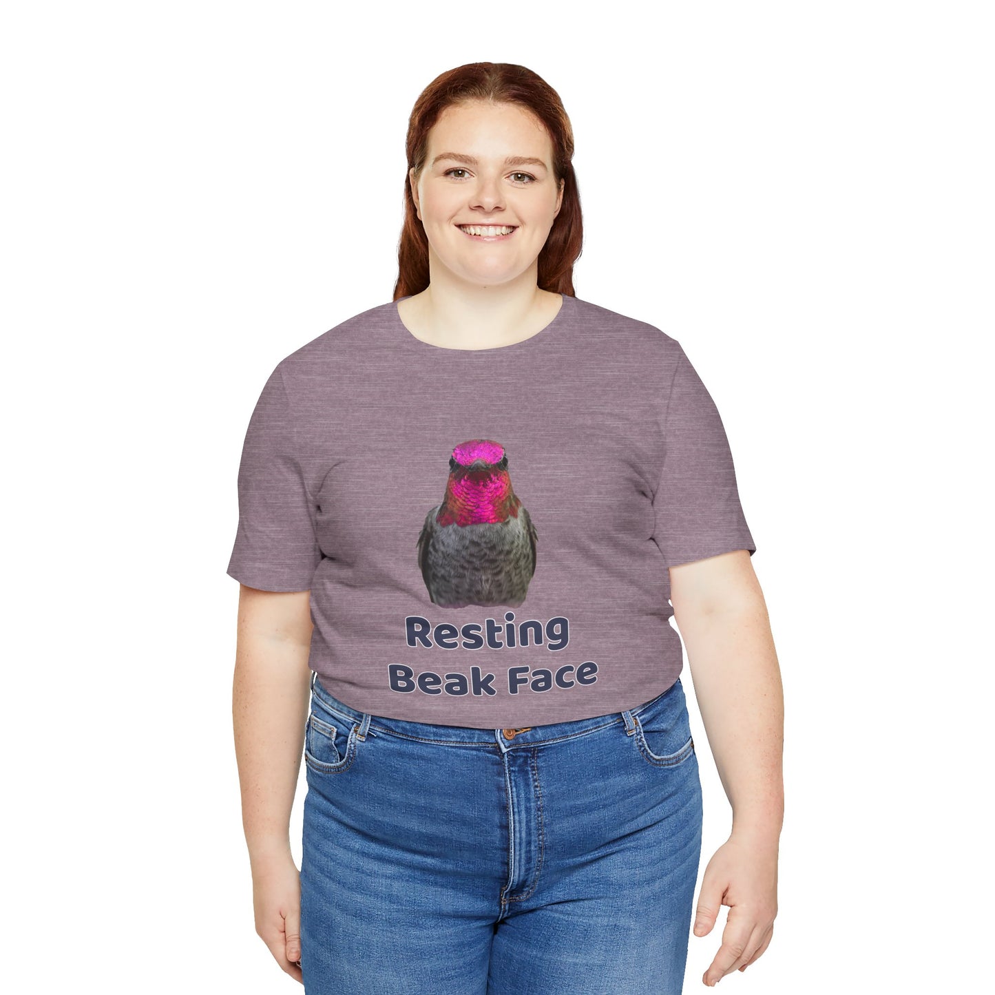 Resting Beak Face T-Shirt, Funny Bird Graphic Tee, Bella + Canvas 3001, Bird Lover Gift, Quirky Hummingbird Shirt for Women & Men