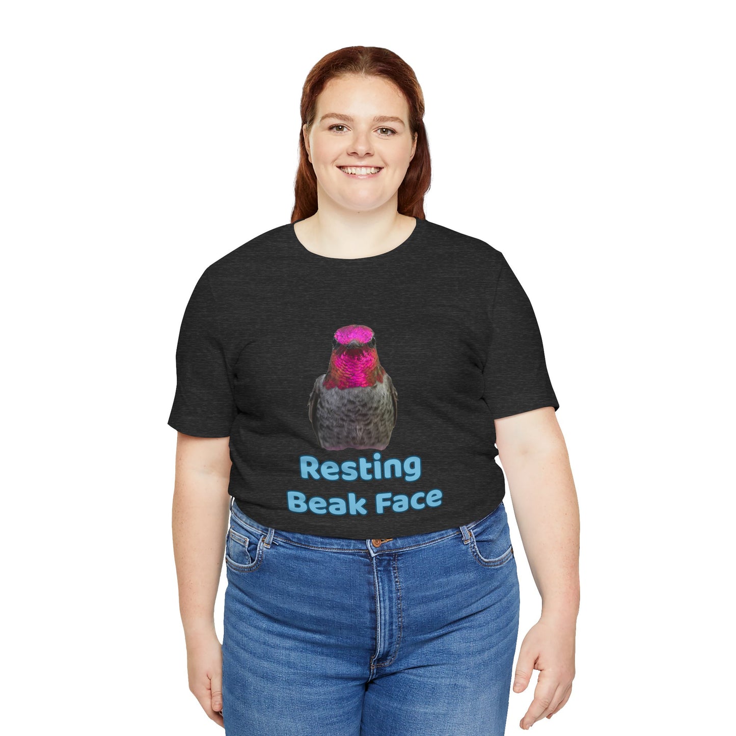 Resting Beak Face T-Shirt, Funny Bird Graphic Tee, Bella + Canvas 3001, Bird Lover Gift, Quirky Hummingbird Shirt for Women & Men