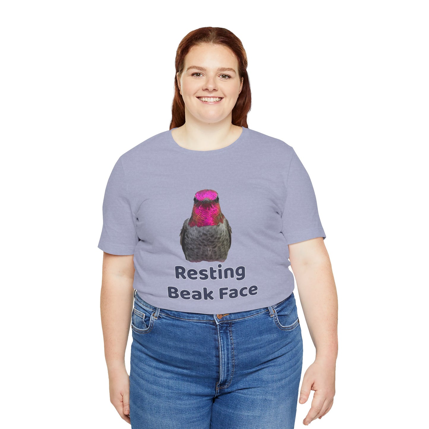 Resting Beak Face T-Shirt, Funny Bird Graphic Tee, Bella + Canvas 3001, Bird Lover Gift, Quirky Hummingbird Shirt for Women & Men