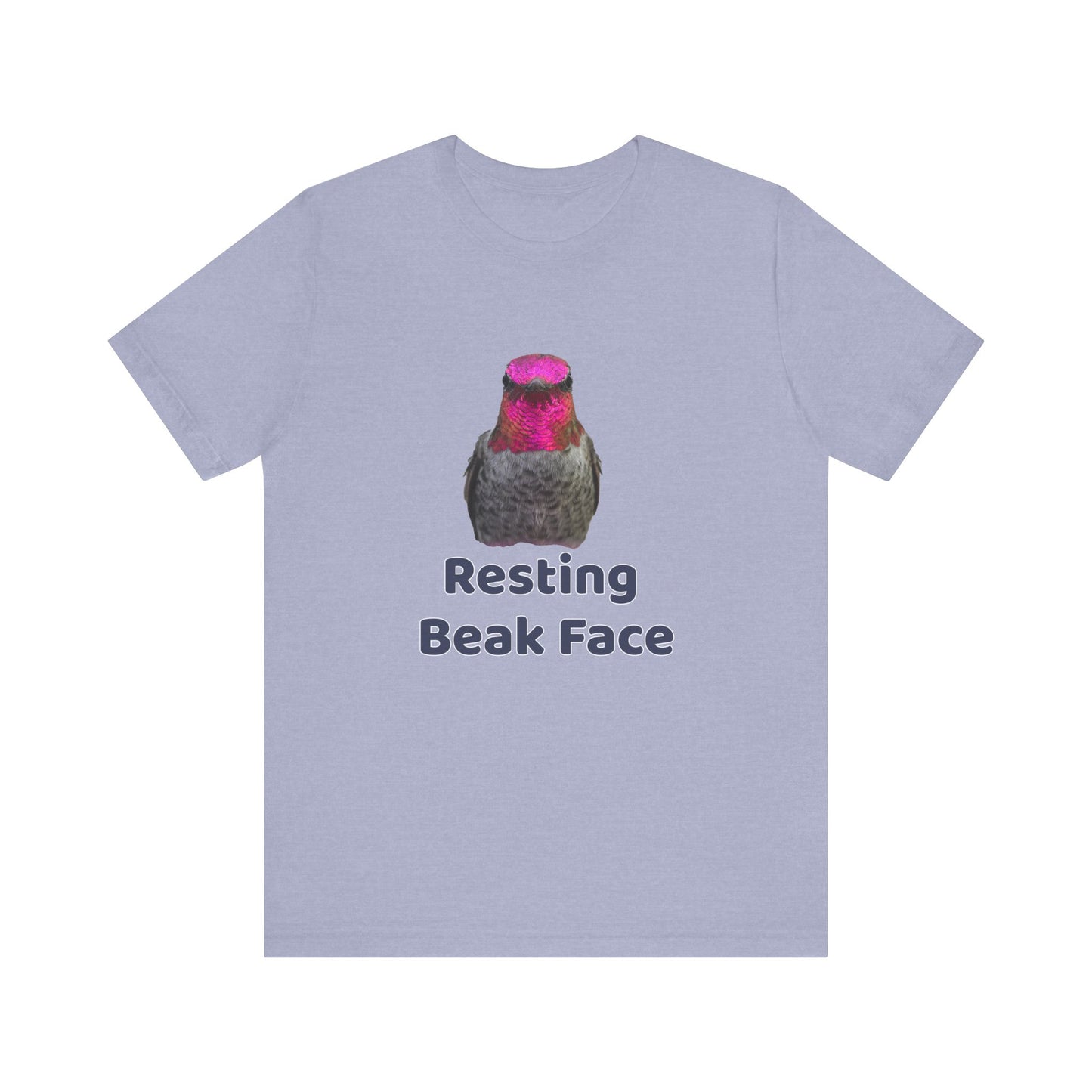 Resting Beak Face T-Shirt, Funny Bird Graphic Tee, Bella + Canvas 3001, Bird Lover Gift, Quirky Hummingbird Shirt for Women & Men