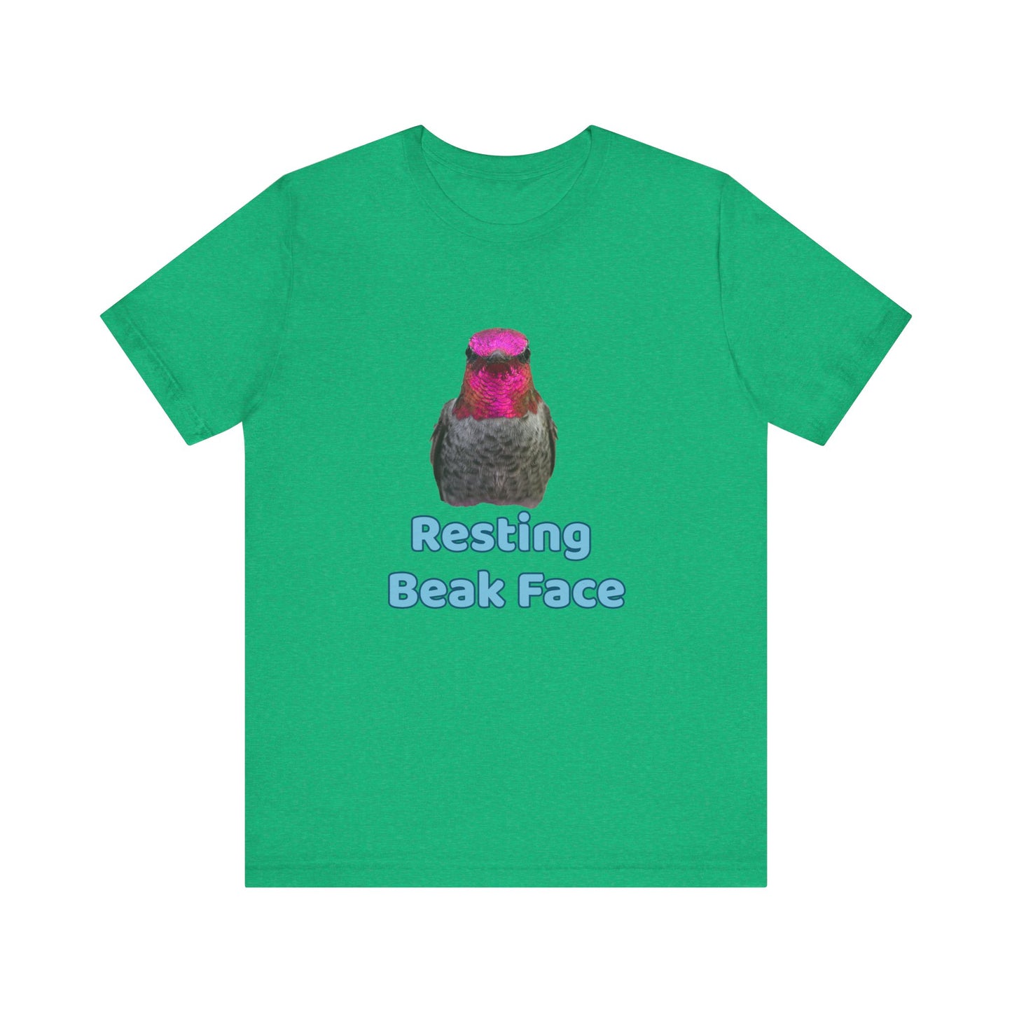 Resting Beak Face T-Shirt, Funny Bird Graphic Tee, Bella + Canvas 3001, Bird Lover Gift, Quirky Hummingbird Shirt for Women & Men
