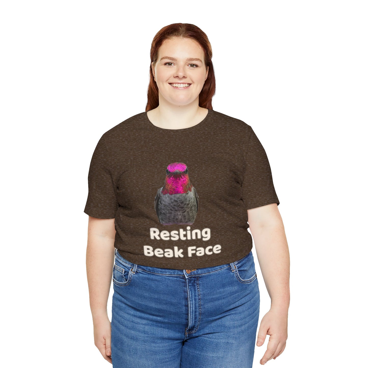 Resting Beak Face T-Shirt, Funny Bird Graphic Tee, Bella + Canvas 3001, Bird Lover Gift, Quirky Hummingbird Shirt for Women & Men