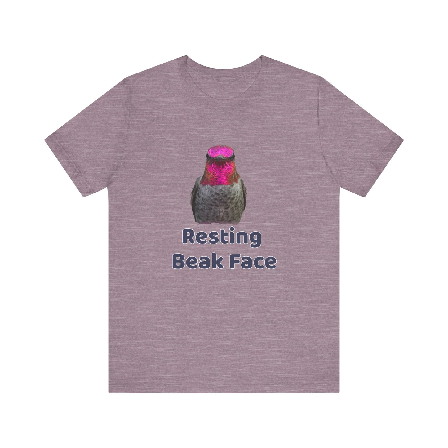 Resting Beak Face T-Shirt, Funny Bird Graphic Tee, Bella + Canvas 3001, Bird Lover Gift, Quirky Hummingbird Shirt for Women & Men