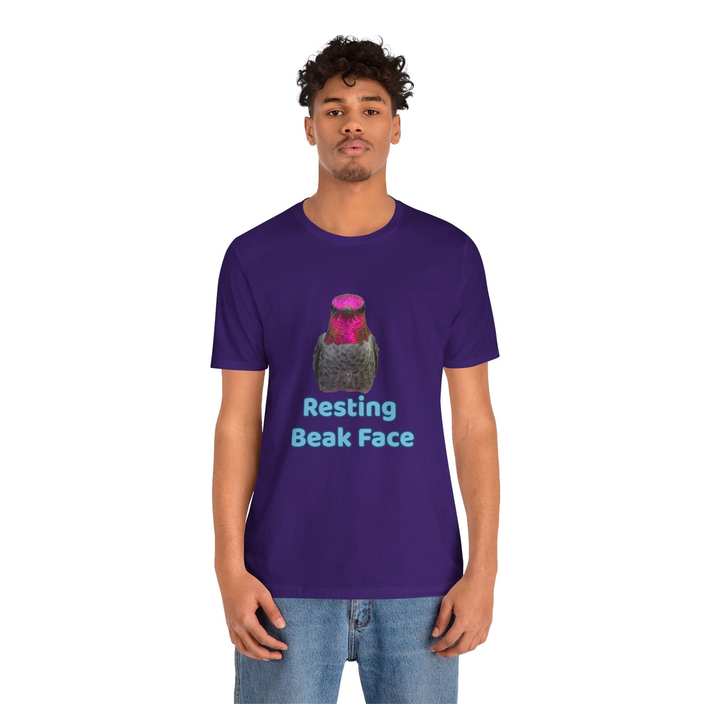 Resting Beak Face T-Shirt, Funny Bird Graphic Tee, Bella + Canvas 3001, Bird Lover Gift, Quirky Hummingbird Shirt for Women & Men