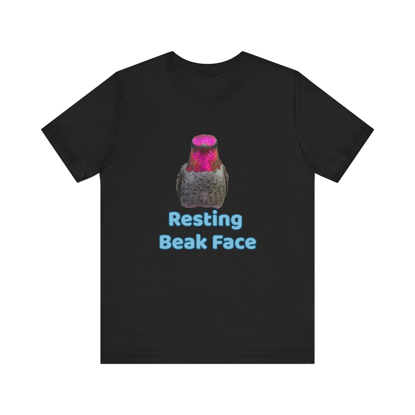 Resting Beak Face T-Shirt, Funny Bird Graphic Tee, Bella + Canvas 3001, Bird Lover Gift, Quirky Hummingbird Shirt for Women & Men