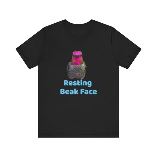 Resting Beak Face T-Shirt, Funny Bird Graphic Tee, Bella + Canvas 3001, Bird Lover Gift, Quirky Hummingbird Shirt for Women & Men