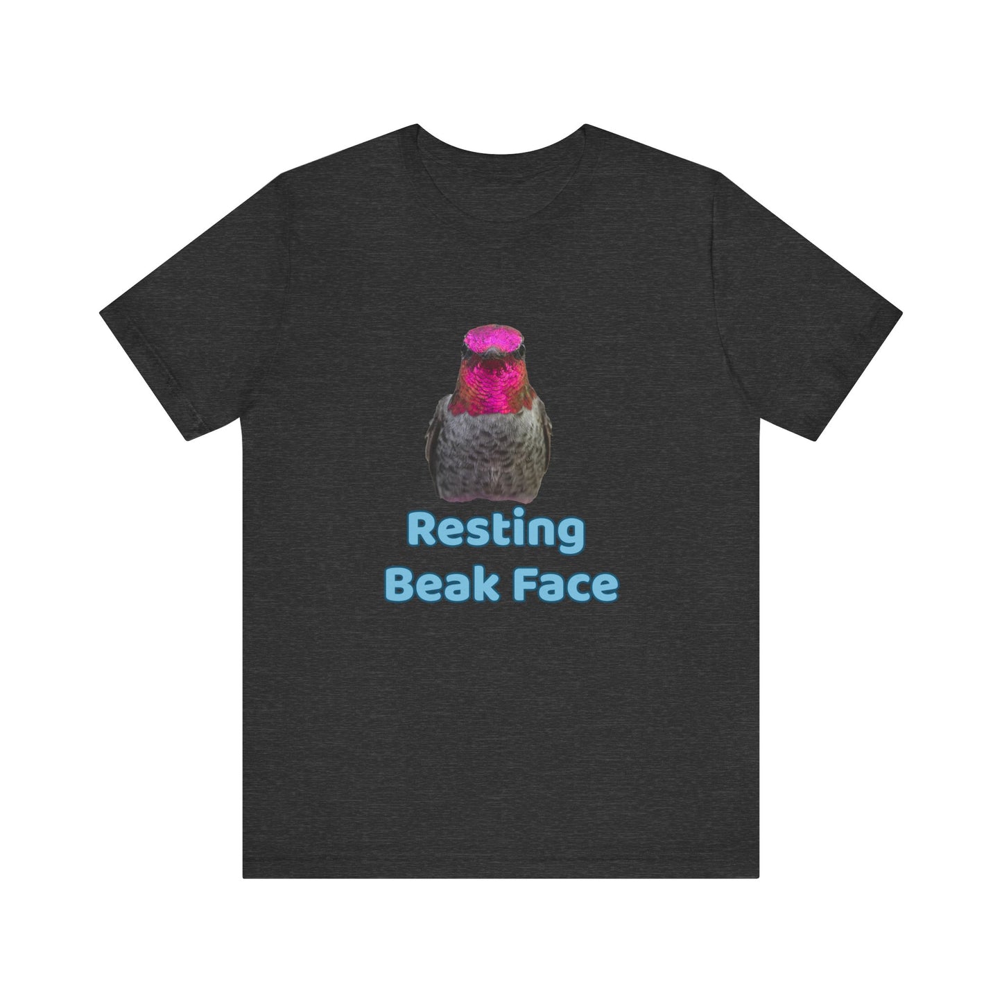 Resting Beak Face T-Shirt, Funny Bird Graphic Tee, Bella + Canvas 3001, Bird Lover Gift, Quirky Hummingbird Shirt for Women & Men
