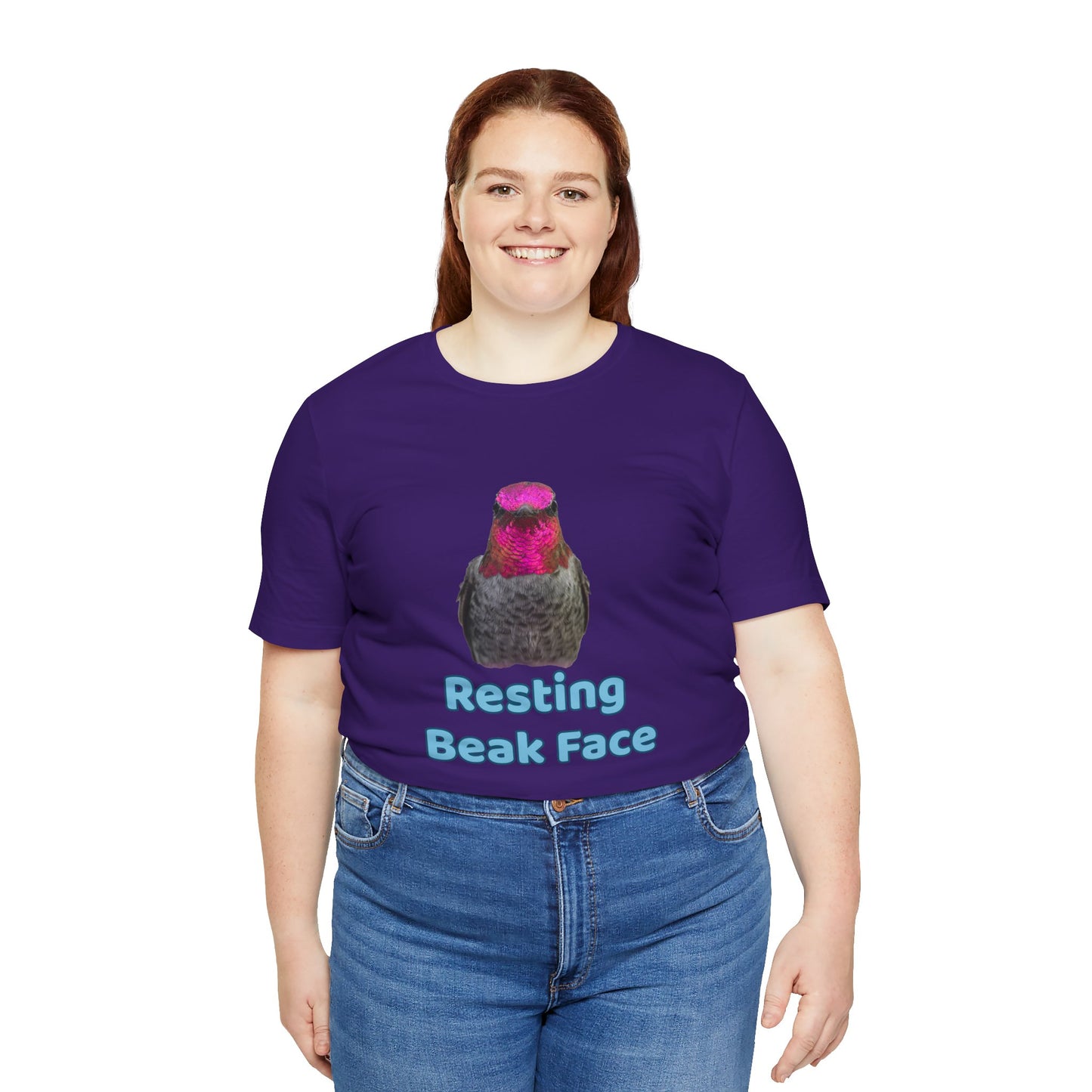 Resting Beak Face T-Shirt, Funny Bird Graphic Tee, Bella + Canvas 3001, Bird Lover Gift, Quirky Hummingbird Shirt for Women & Men